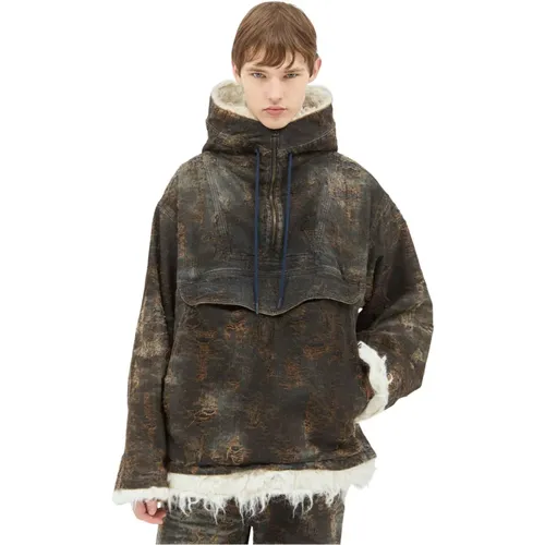 Anorakjacke aus beschichtetem Jacquard-Denim - Diesel - Modalova