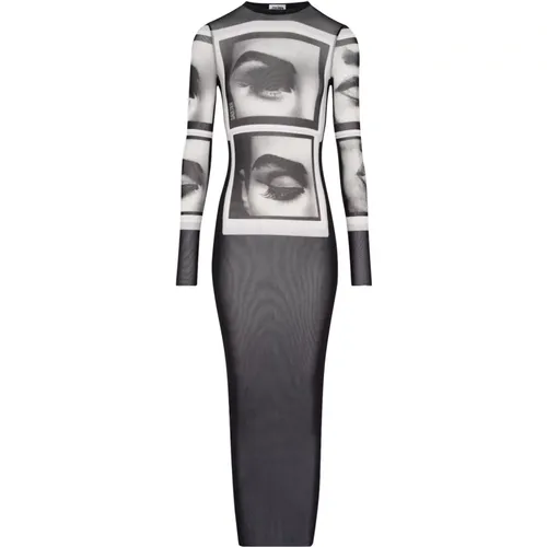 Schwarzes Print Langarm Kleid , Damen, Größe: M - Jean Paul Gaultier - Modalova