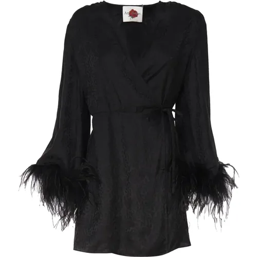 Silk Dress with Feather Sleeves , female, Sizes: L, XS - Art Dealer - Modalova
