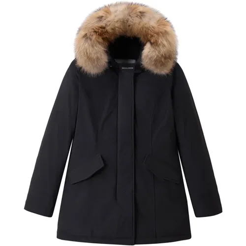 Schwarzer Synthetischer Parka Mantel , Damen, Größe: S - Woolrich - Modalova