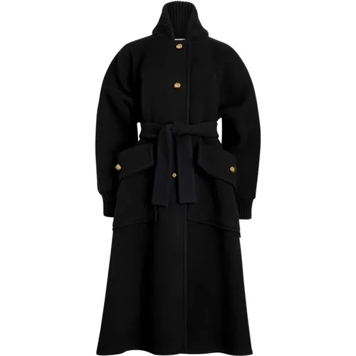 Wool Coat with Ribbed Details , female, Sizes: S, XS - Patou - Modalova