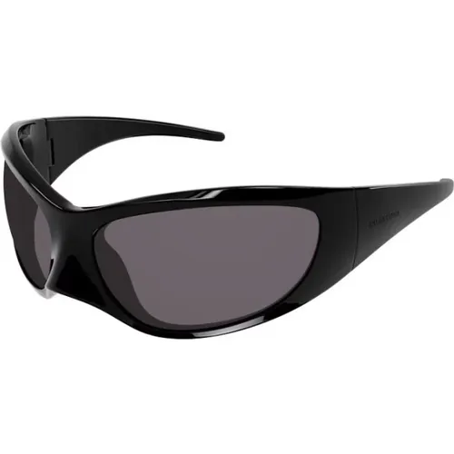 Schwarzer Rahmen Graue Linse Sonnenbrille , Herren, Größe: ONE Size - Balenciaga - Modalova