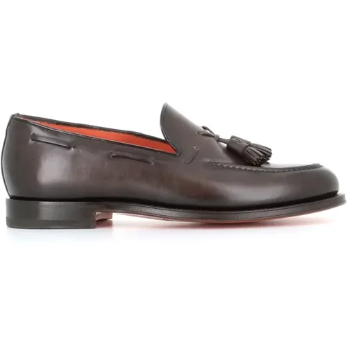 Brushed Leather Tassel Loafers , male, Sizes: 6 UK, 10 1/2 UK - Santoni - Modalova