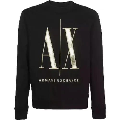 Stylischer Noir Sweatshirt für Männer , Herren, Größe: XL - Armani Exchange - Modalova