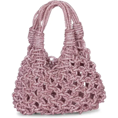 Luxurious Mini Macramé Crystal Bag , female, Sizes: ONE SIZE - Hibourama - Modalova