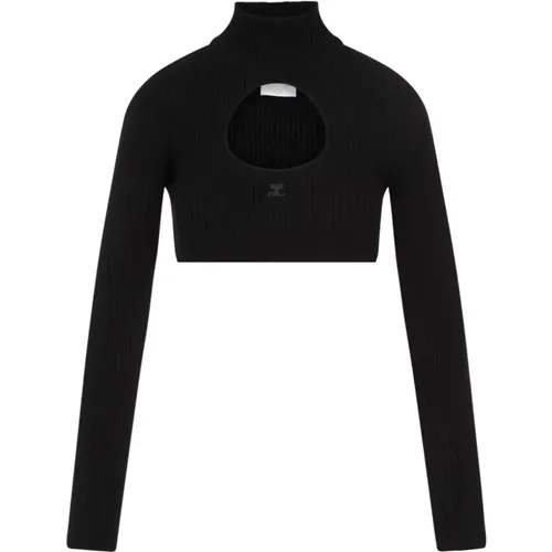 Circle Mock Neck Cropped Sweater , female, Sizes: M - Courrèges - Modalova
