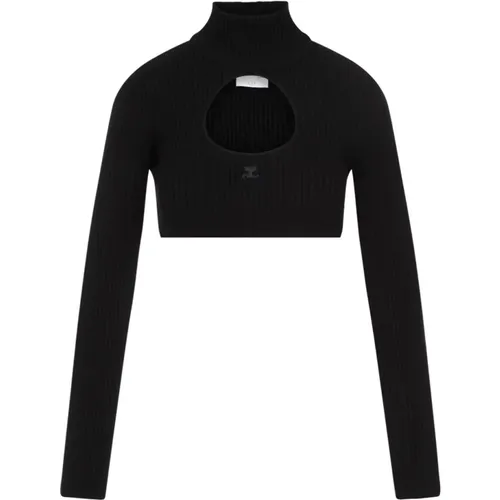 Circle Mock Neck Cropped Sweater , female, Sizes: S - Courrèges - Modalova