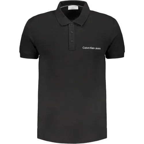 Schwarzes Baumwoll-Poloshirt , Herren, Größe: XL - Calvin Klein - Modalova