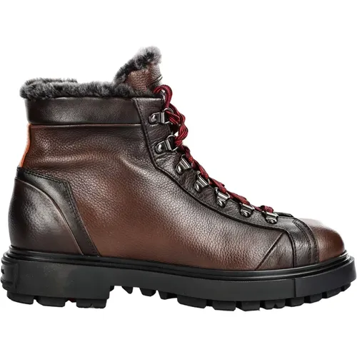 Black Leather Ankle Boots , male, Sizes: 10 1/2 UK - Santoni - Modalova