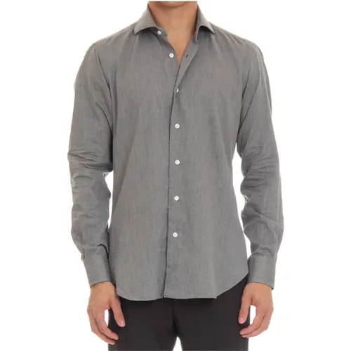 Grey Fishbone Shirt , male, Sizes: 2XL, M, XL, L - Barba - Modalova