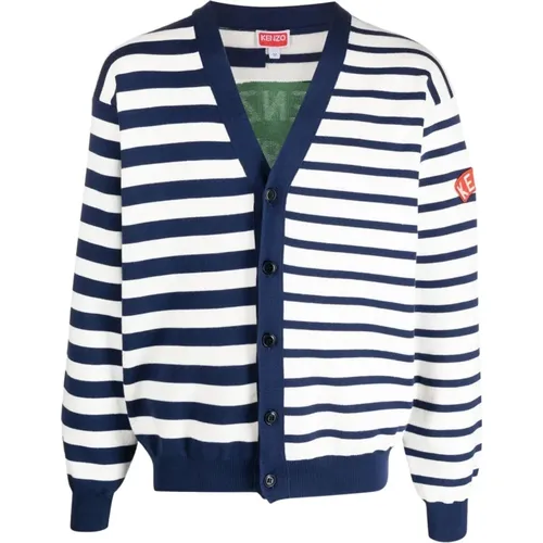 Panelled-Design Stripe-Pattern Cardigan , male, Sizes: L, M, S - Kenzo - Modalova