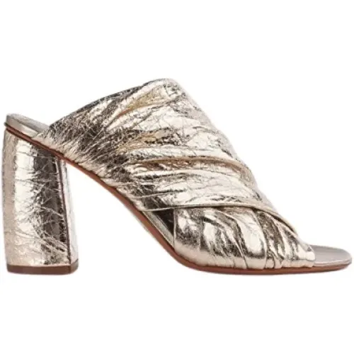 Crackled Silver Leather Heeled Sandals , female, Sizes: 3 UK, 7 UK - Forte Forte - Modalova