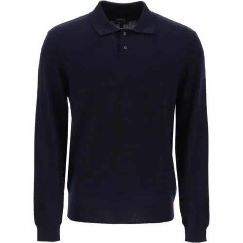 Woll-Polo-Sweater mit gesticktem Logo , Herren, Größe: L - A.P.C. - Modalova