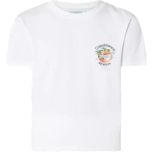 Orbit um Orange Weiß T-Shirt , Herren, Größe: XL - Casablanca - Modalova