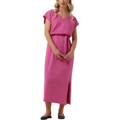 Rosa V-Ausschnitt Knöchellanges Kleid , Damen, Größe: L - Selected Femme - Modalova