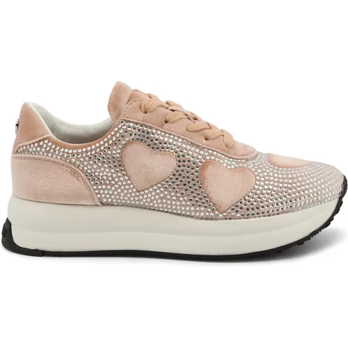 Damen Samt Glitzer Sneakers , Damen, Größe: 36 EU - Love Moschino - Modalova