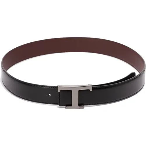 C Nero+Bordeaux Scuro Leather Belt , male, Sizes: 85 CM, 95 CM, 90 CM - TOD'S - Modalova