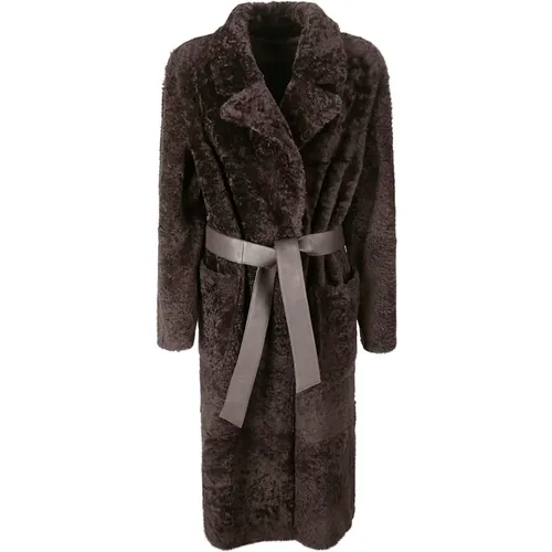 Reversible Long Coat with Belt , female, Sizes: L, XS, S, M - 1972 Desa - Modalova