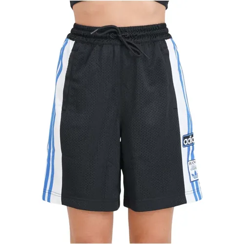 Schwarze Basketballshorts mit Druckknöpfen , Damen, Größe: M - adidas Originals - Modalova