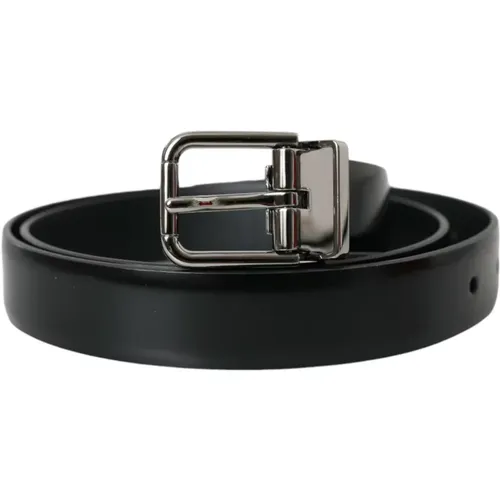 Schwarzes Leder Metall Schnalle Gürtel , Herren, Größe: 90 CM - Dolce & Gabbana - Modalova