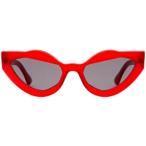 Cat-eye sunglasses with wave pattern , unisex, Sizes: 54 MM - Kuboraum - Modalova