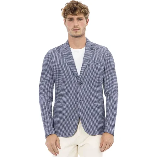 Klassische Baumwoll Leinen Jacke mit Logo , Herren, Größe: L - Distretto12 - Modalova