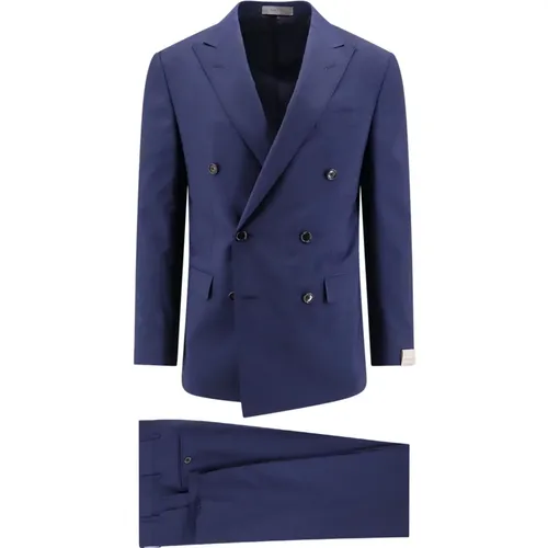 Blauer Zweireihiger Anzug mit Spitzem Revers - Corneliani - Modalova