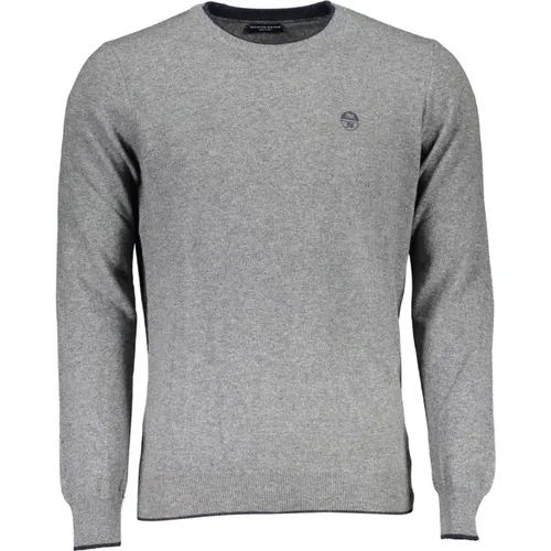 Umweltfreundlicher Grauer Pullover mit Besticktem Logo , Herren, Größe: 2XL - North Sails - Modalova