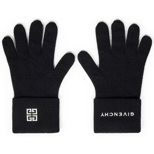 Wool Gloves with Embroidered Logo , male, Sizes: ONE SIZE - Givenchy - Modalova