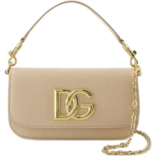 Leather Shoulder Bag with Chain Strap , female, Sizes: ONE SIZE - Dolce & Gabbana - Modalova