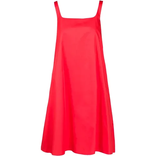 Square Neck Sleeveless Poplin Dress , female, Sizes: XS, S - Douuod Woman - Modalova