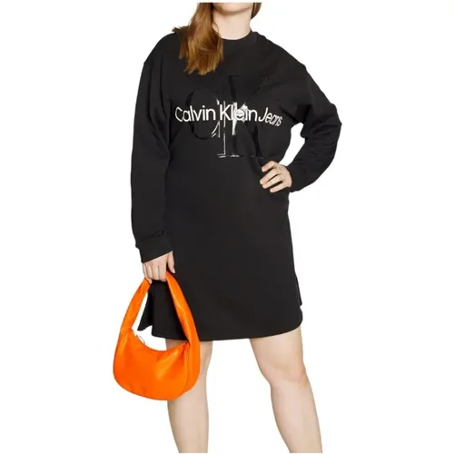 Monogram Sweatshirt Dress , female, Sizes: XS, S - Calvin Klein - Modalova