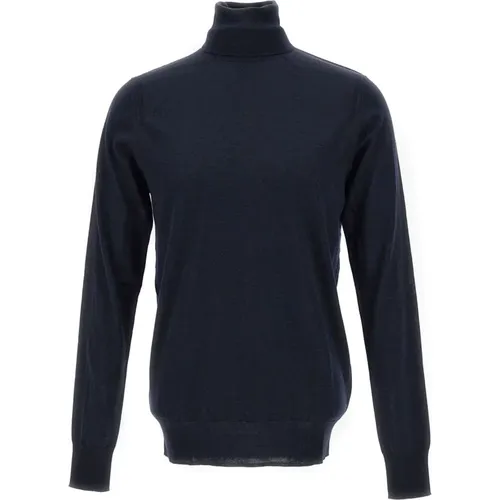 Blauer Wollrollkragenpullover , Herren, Größe: XL - Paolo Pecora - Modalova