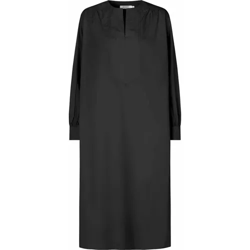 Einfaches Schwarzes Kleid mit V-Ausschnitt , Damen, Größe: XL - Masai - Modalova