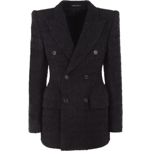 Tweed Double-Breasted Jacket , female, Sizes: XS, S, M - Balenciaga - Modalova