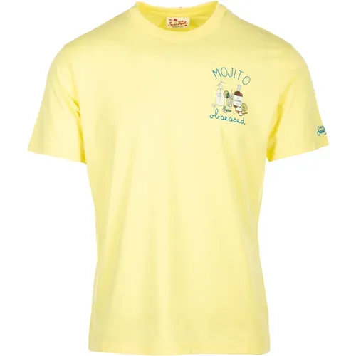 Klassisches Baumwoll-T-Shirt Gelb , Herren, Größe: S - MC2 Saint Barth - Modalova