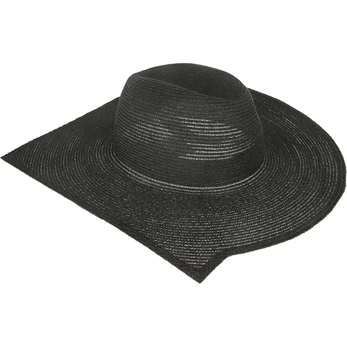 Schwarzer Hut mit Spitzer Seite und Rundem Schirm - Yohji Yamamoto - Modalova