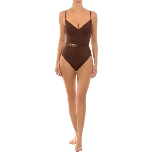 Einteiliger Badeanzug mit Logogürtel , Damen, Größe: M - Michael Kors - Modalova