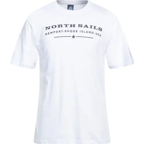 Weiße Baumwoll-T-Shirt mit Brustdruck - North Sails - Modalova