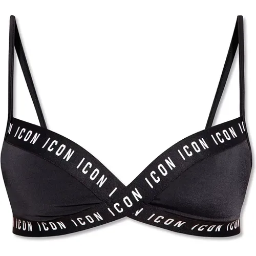 Gestreifter Schwarzer Bikini-Top , Damen, Größe: M - Dsquared2 - Modalova