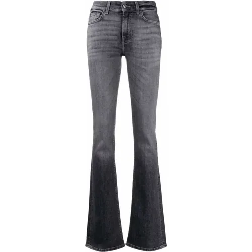 Graue Bootcut Slim Jeans Vorderknopf - 7 For All Mankind - Modalova