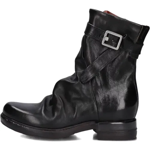 Schwarze Leder Stiefeletten , Damen, Größe: 40 EU - a.s.98 - Modalova