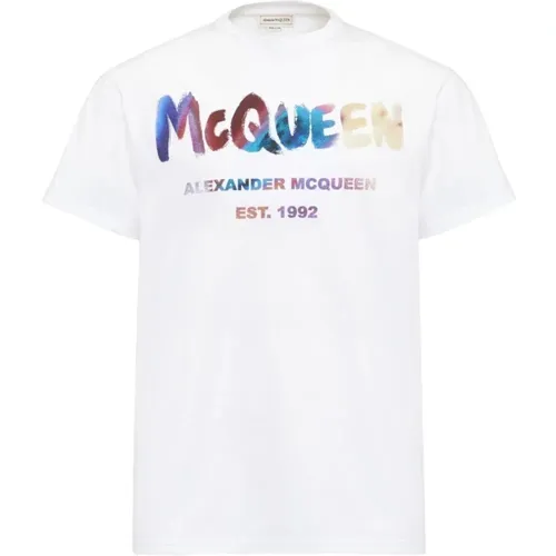 T-Shirt mit Logo-Print , Herren, Größe: L - alexander mcqueen - Modalova