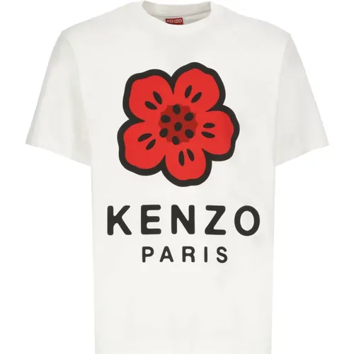 Weißes Blumenprint T-Shirt , Herren, Größe: XL - Kenzo - Modalova