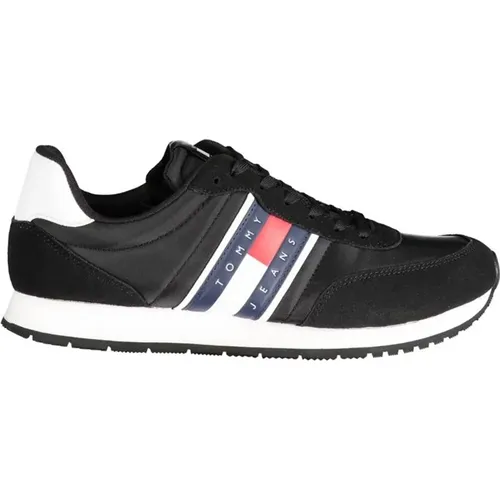 Schwarzer Polyester-Sneaker mit Kontrastdetails , Herren, Größe: 40 EU - Tommy Hilfiger - Modalova