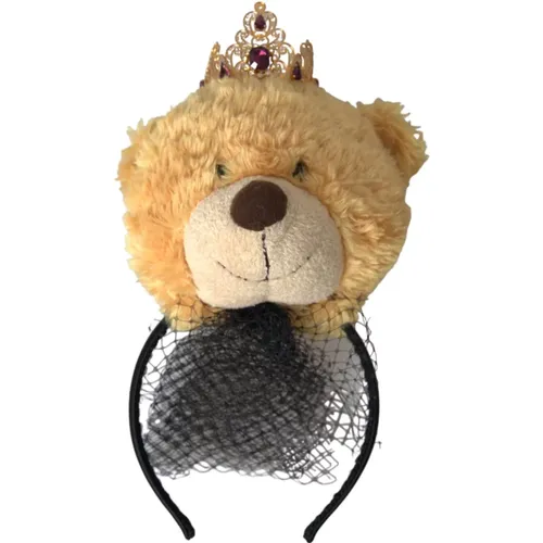 Teddy Bear Gold Crystal Crown Headband Diadem , female, Sizes: ONE SIZE - Dolce & Gabbana - Modalova