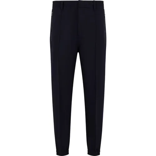 Elastic Waist Trousers with Decorative Ribbing , male, Sizes: L - Emporio Armani - Modalova