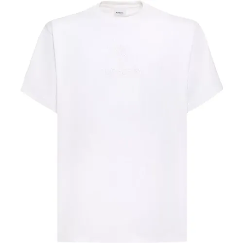 Weißes Crew-neck T-Shirt, Regular Fit , Herren, Größe: L - Burberry - Modalova