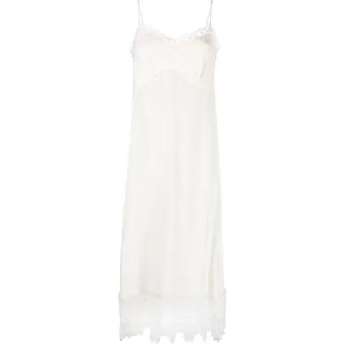 Sleeveless Slip Dress in Ivory Crepe de Chine with Lace Trim , female, Sizes: 2XS - Simone Rocha - Modalova
