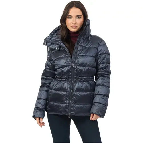 Blauer gesteppter Mantel mit Kapuze und Reißverschluss , Damen, Größe: 2XL - Gerry Weber - Modalova